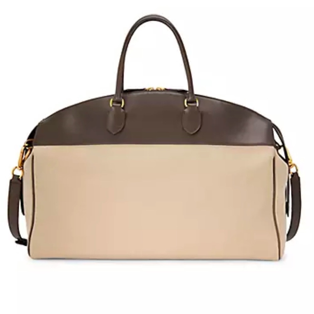 The Row Tan and Brown Duffel Bag with Structured Silhouette